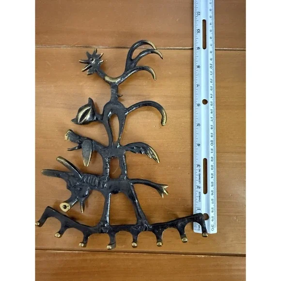 Vintage MCM Walter Bosse Ebonized Brass Key Holder Bremen‎ Town Musicians